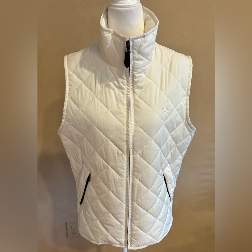 Ralph Lauren white quilted preppy classic outdoor vest size large